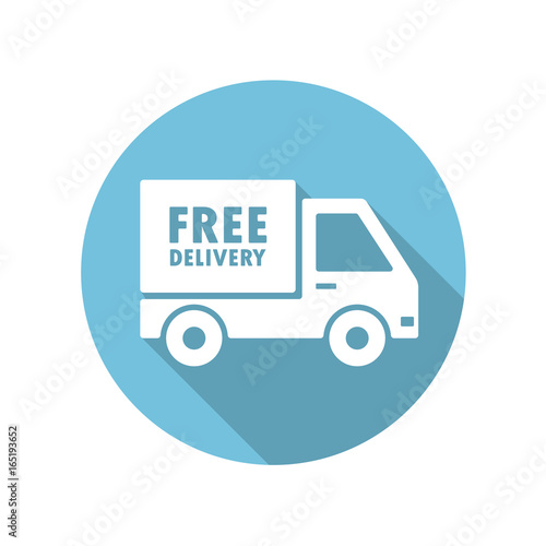 Delivery truck flat icon vector