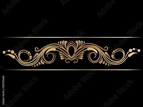 Gold indian line art border