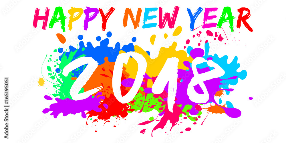 happy new year 2018 - colored ink splash happy new year 2018 - colored ink splash