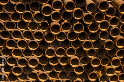 Large number of metal pipes