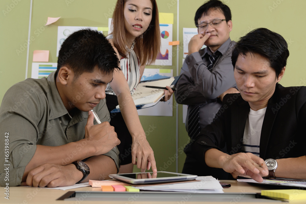 Business team meeting for planning or marketing strategy or brainstorming. Business team meeting for planning or marketing strategy or brainstorming.
