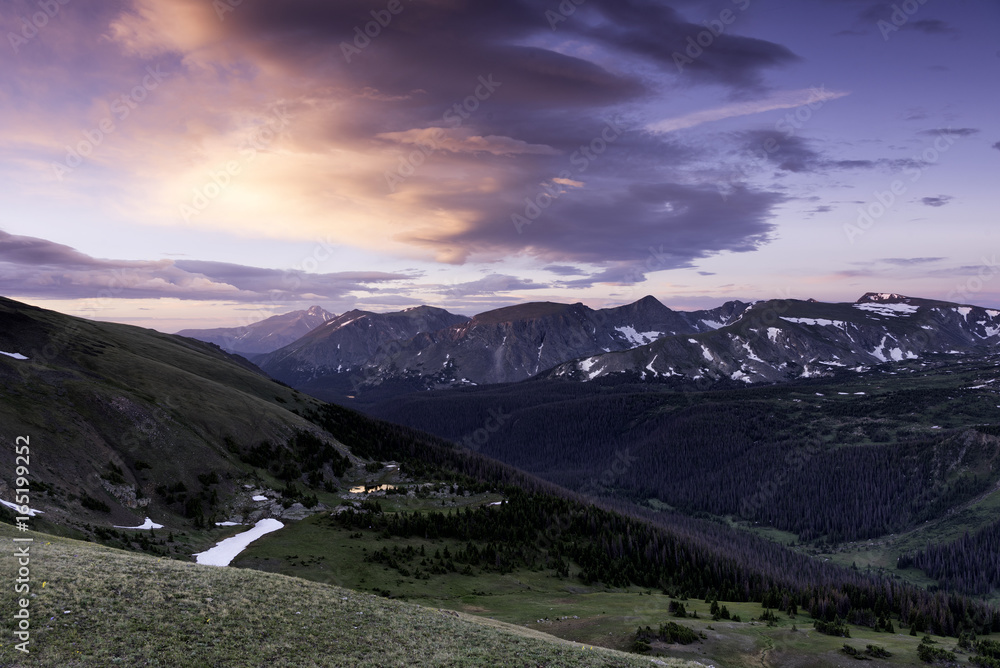 The sun rising over the Rocky Mountains of Colorado