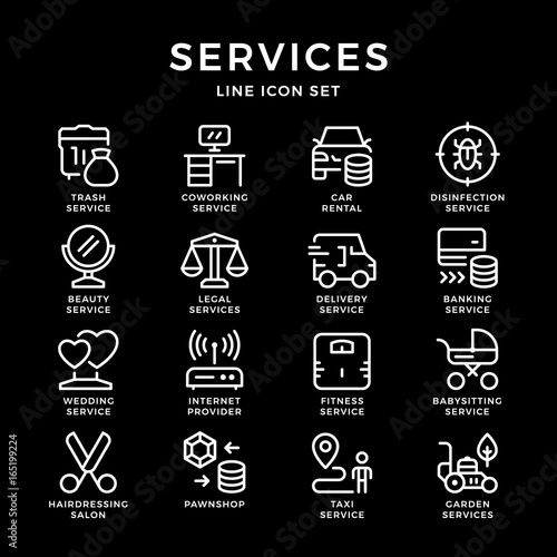 Set line icons of services