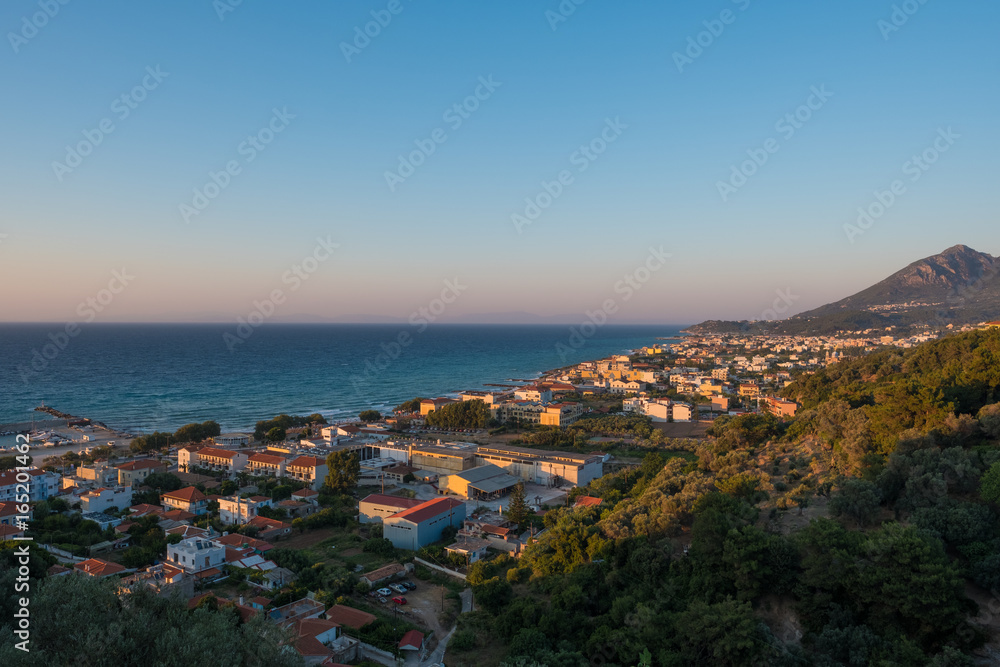 The Town of Karlovasi - Greece at Sunset