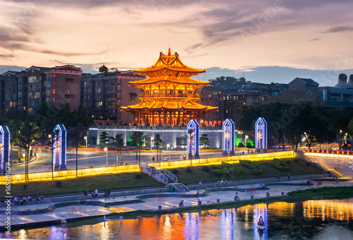 Canvas Print Xiaoyao Tower in Guilin, China, located on West and East Alley