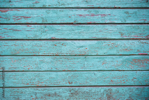 Blue faded painted wooden texture, background and wallpaper. Horizontal composition