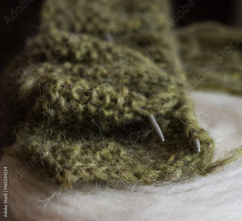 Traditional Icelandic knitting from sheep's wool  photo