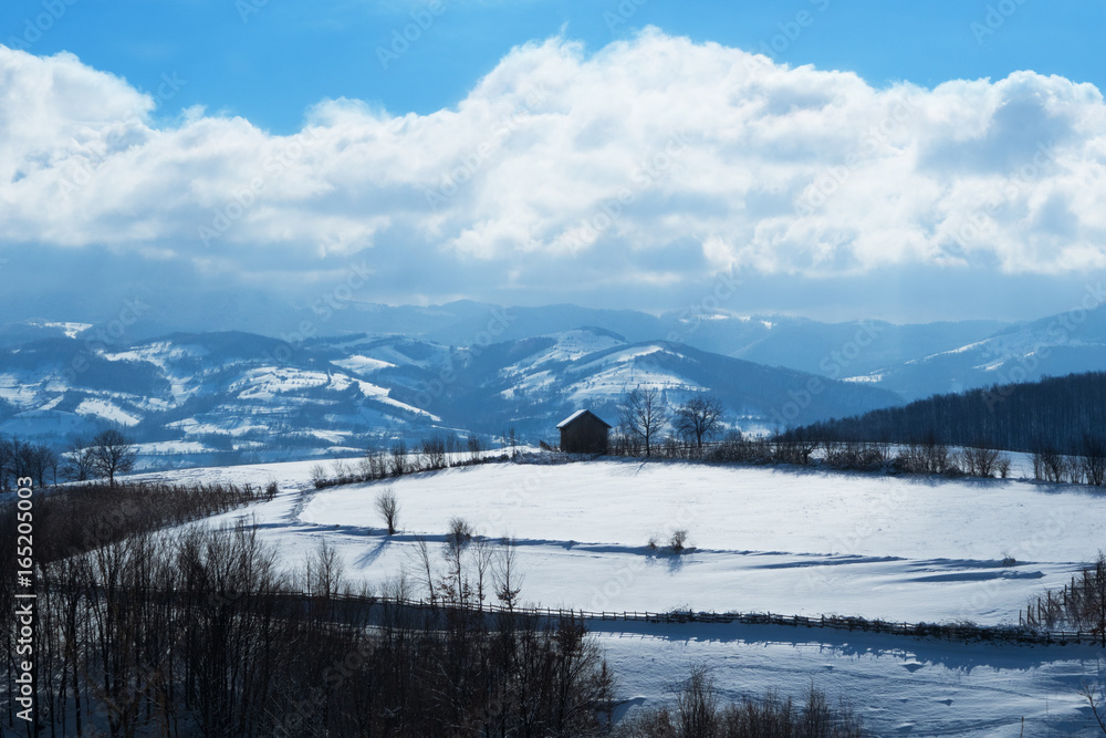 Winter snowy landscape.Colored photo