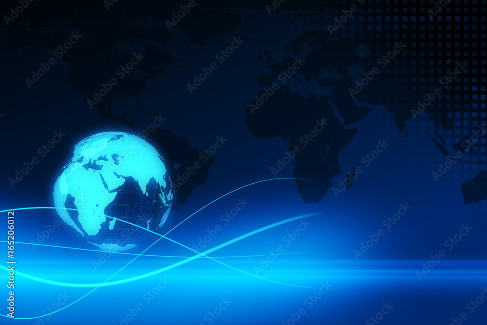 Blue earth technology, business and communications background 3d illustration Blue earth technology, business and communications background 3d illustration