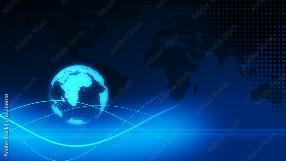 Blue earth technology, business and communications background 3d illustration