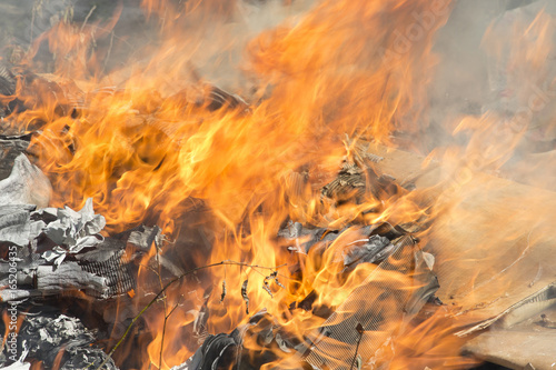 Burning garbage dump