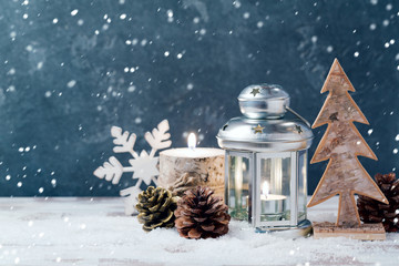 Christmas lantern and candle