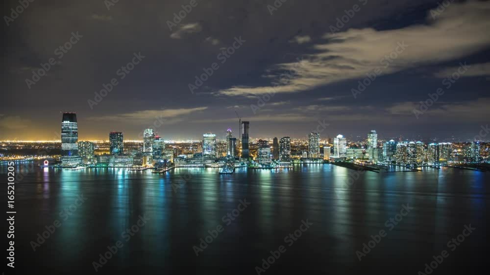 New York Jersey view at night Timelapse Bank New York Jersey view at night Timelapse Bank