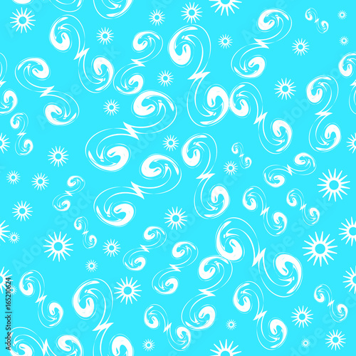 Japanese light  style seamless pattern on blue background © Olena