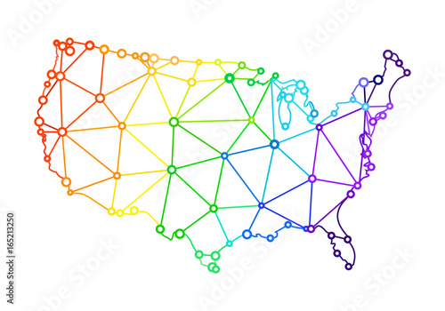 The LGBT flag in the form of a map of the United States of America