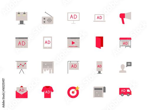 Advertising set of color icons