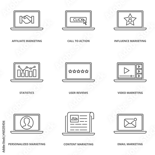 Internet marketing vector icons set