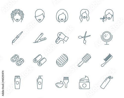 Haircut, hairdressing vector icons set