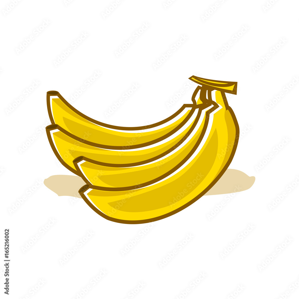 4 yellow bananas icon isolated on white background. 