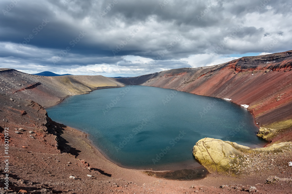 Lake Ljotipollur in crater of volcano