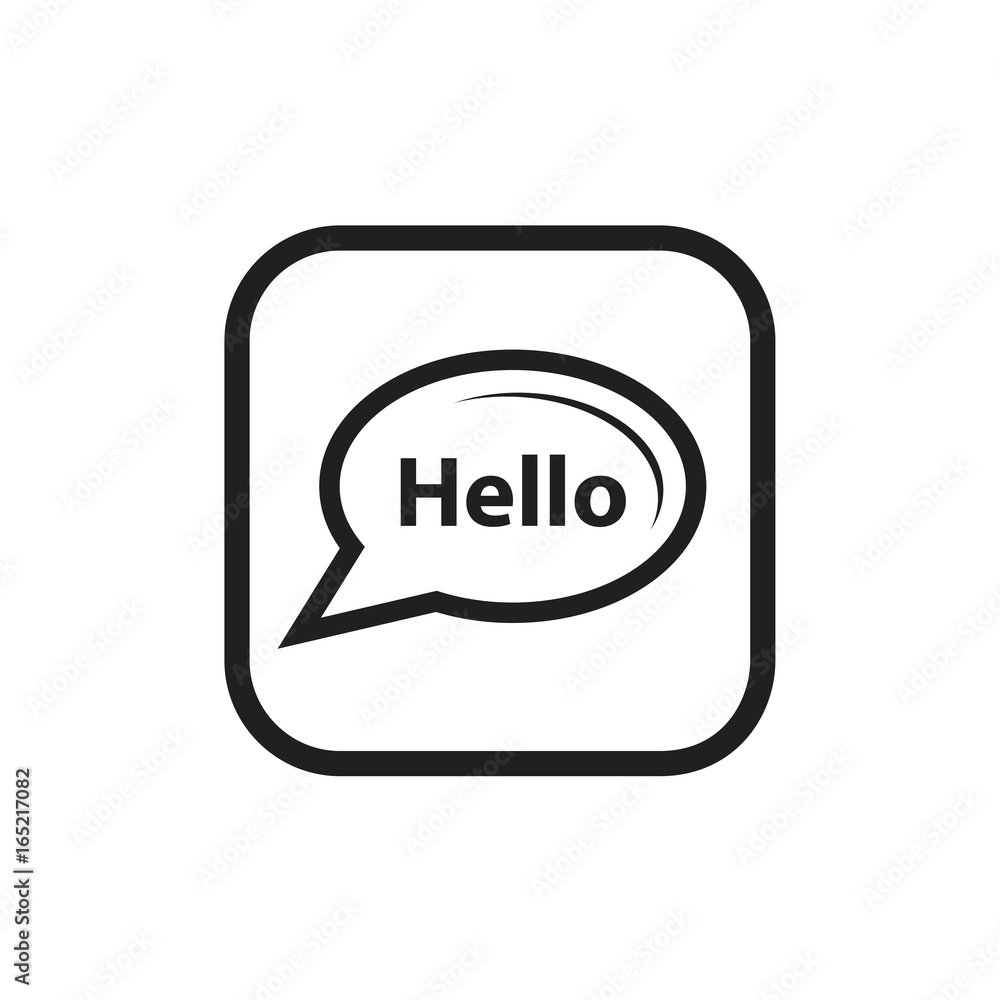 hello talk bubble icon within a square. isolated on white background. hello talk bubble icon within a square. isolated on white background.