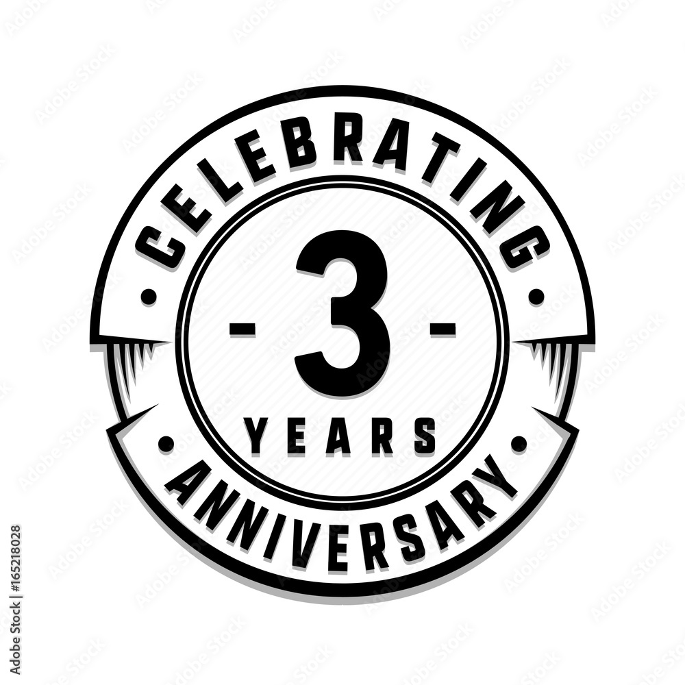 3 years anniversary logo template. Vector and illustration.
