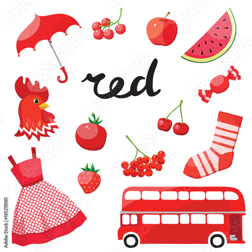 Orange. Learn the color. Education set. Illustration of primary colors. Vector illustration