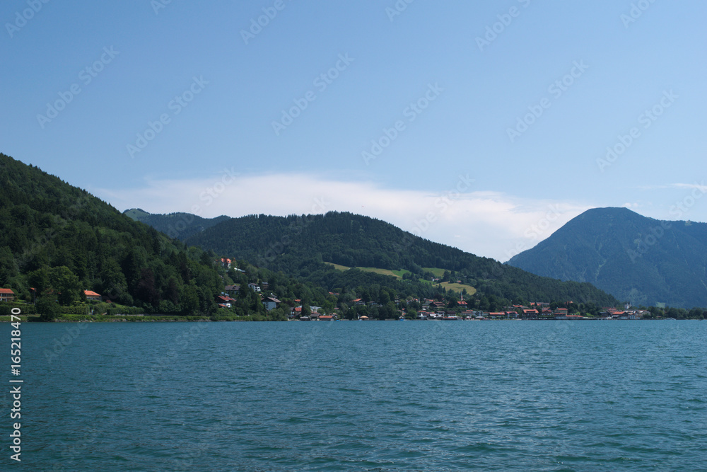 Boating on the Tegernsee with a view ofer Traunstein