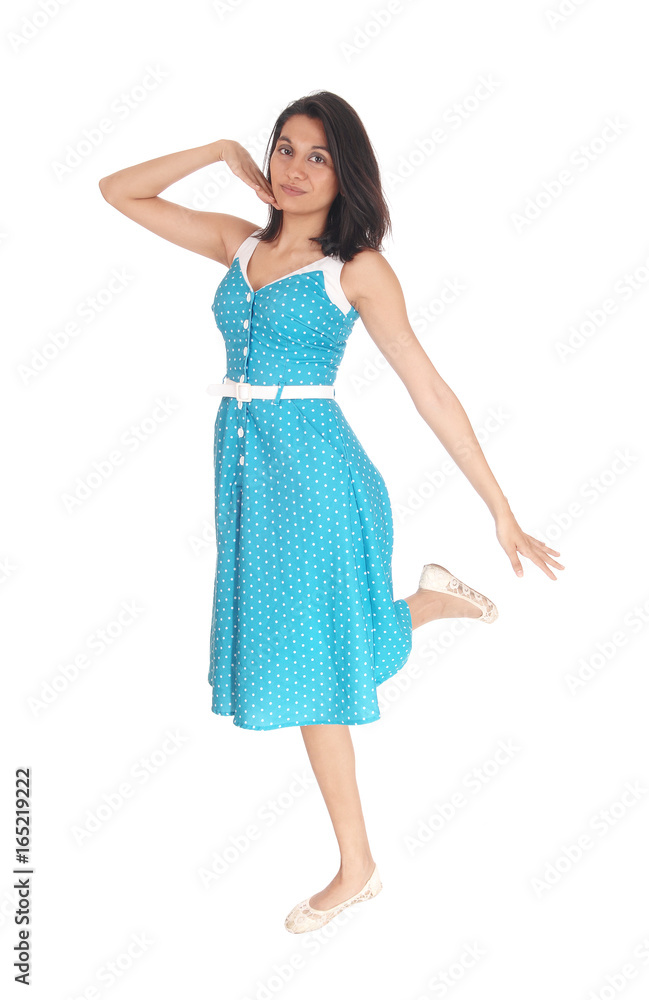 Beautiful Hispanic woman in blue dress. Beautiful Hispanic woman in blue dress.