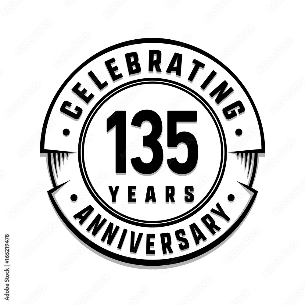 135 years anniversary logo template. Vector and illustration.
