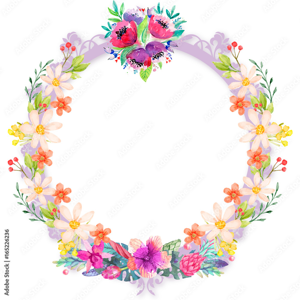 Card with flowers and ferns Card with flowers and ferns