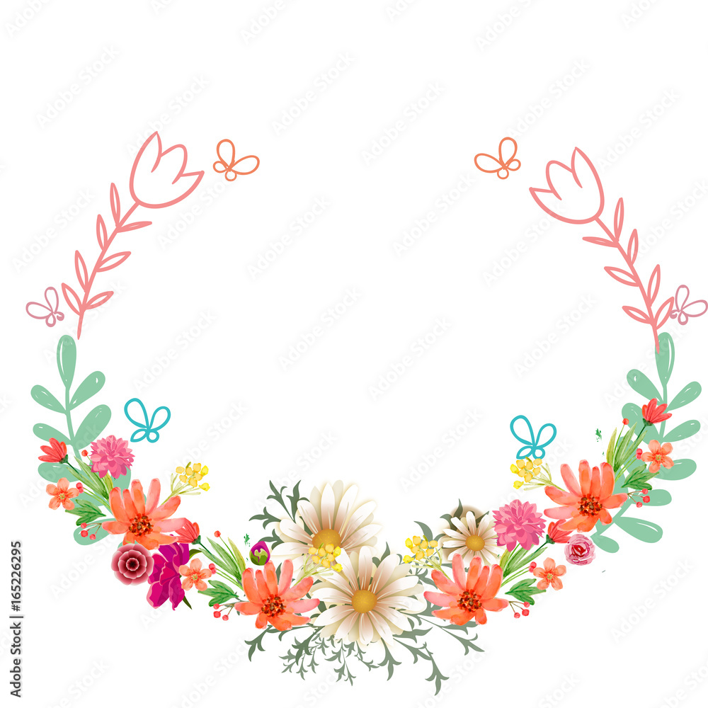 Card with flowers and ferns Card with flowers and ferns