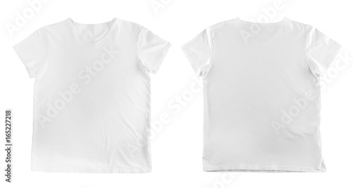 Different views of t-shirt on white background