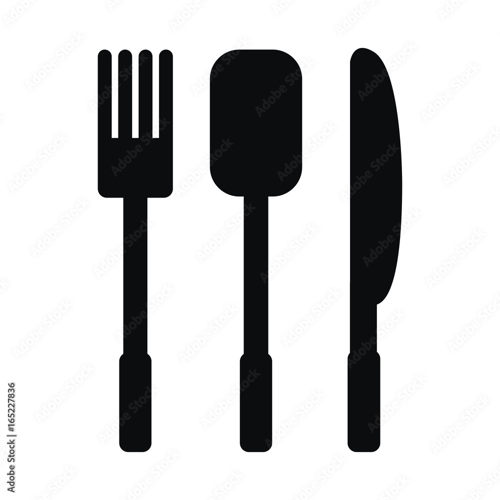 Set of icon fork, spoon and knife isolated on white background. Set of icon fork, spoon and knife isolated on white background.
