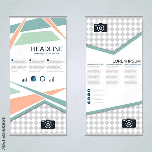 Modern roll-up business banners vector design template