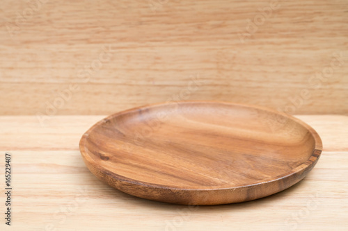 Wooden Tray On Wooden Table for backgroud.