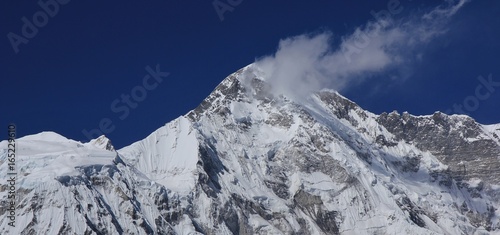 Peak of mount Cho Oyu covered by glacier.