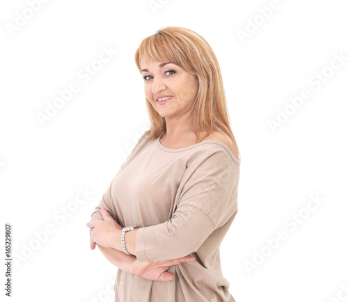 Portrait of attractive mature woman on white background © Africa Studio