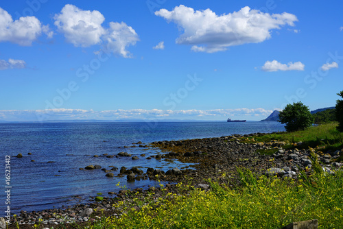 Landscape view of the shore on the East coast of the Isle of Arran, Scotland