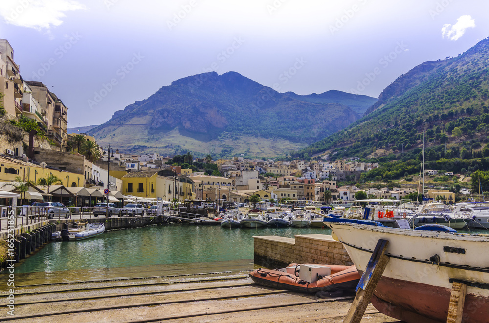 View of the old harbor and village of Castellammare del Golfo