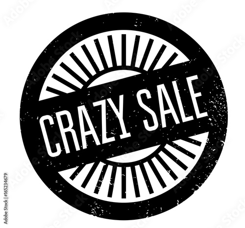 Crazy Sale rubber stamp. Grunge design with dust scratches. Effects can be easily removed for a clean, crisp look. Color is easily changed.