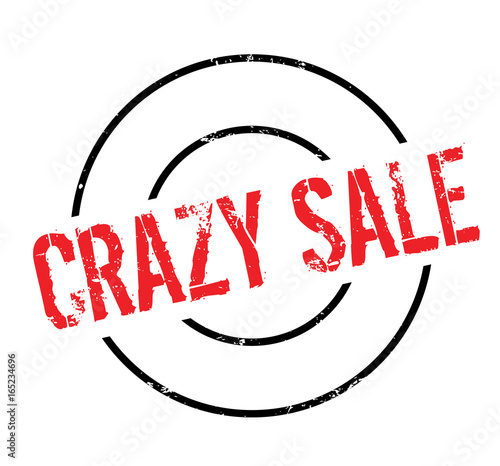 Crazy Sale rubber stamp. Grunge design with dust scratches. Effects can be easily removed for a clean, crisp look. Color is easily changed.