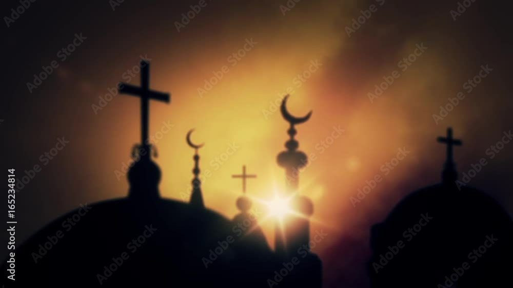 Church Cross and Mosque Crescent Rooftops