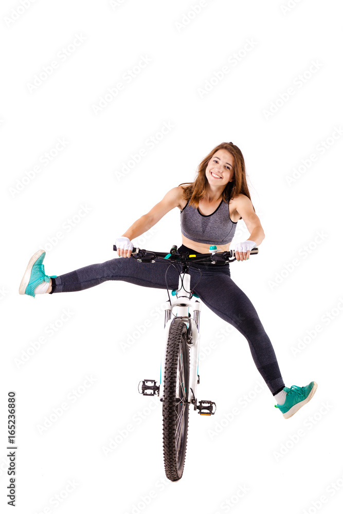 Fototapeta premium girl on a mountainbike
