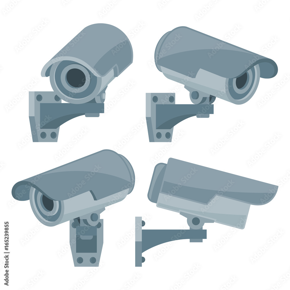 Collection icon for cctv camera in flat design style Collection icon for cctv camera in flat design style