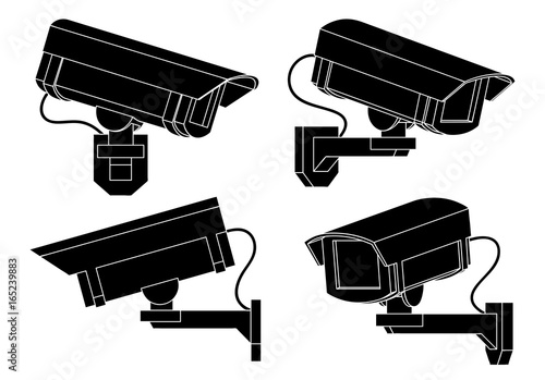 cctv camera in black icon