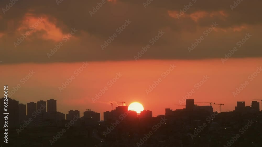 Time Lapse red sunset over city, Turkey, Istanbul Time Lapse red sunset over city, Turkey, Istanbul