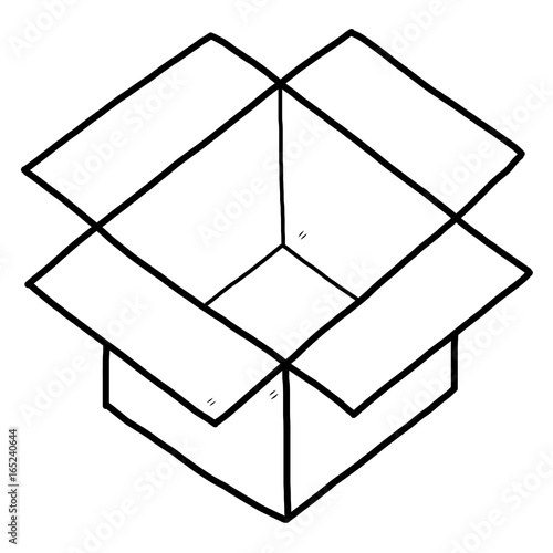 cardboard box / cartoon vector and illustration, black and white, hand drawn, sketch style, isolated on white background.