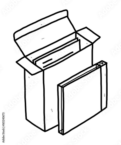 software package box / cartoon vector and illustration, black and white, hand drawn, sketch style, isolated on white background.