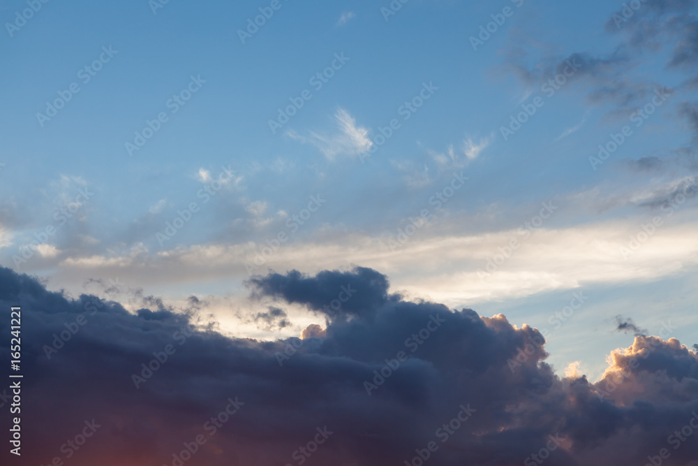 Clouds in blue sky after sunset